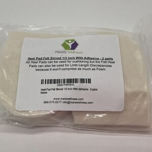 Mars Wellness Heel Pad Felt Skived half inch w adhesive 2 pair
